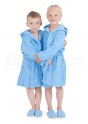 Халат махровый детский капюшон Голубой 26-32