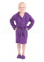 Халат махровый детский капюшон Баклажан 26-32
